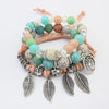 Image of Europe and America retro life tree leaves multi-layer bracelet female hand-made glass beads