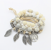 Image of Europe and America retro life tree leaves multi-layer bracelet female hand-made glass beads