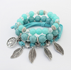 Image of Europe and America retro life tree leaves multi-layer bracelet female hand-made glass beads
