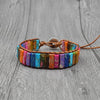 Image of Chakra Bracelet Jewelry Handmade Multi Color Natural Stone Tube Beads Leather Wrap Bracelet Couples Bracelets Creative Gifts