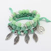 Image of Europe and America retro life tree leaves multi-layer bracelet female hand-made glass beads