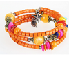 Image of National vintage wooden bracelet of buddhist beads shell hanging starfish leaf wood bracelet female style wooden bead bracelet