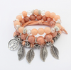 Image of Europe and America retro life tree leaves multi-layer bracelet female hand-made glass beads