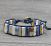 Image of Chakra Bracelet Jewelry Handmade Multi Color Natural Stone Tube Beads Leather Wrap Bracelet Couples Bracelets Creative Gifts