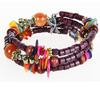Image of National vintage wooden bracelet of buddhist beads shell hanging starfish leaf wood bracelet female style wooden bead bracelet