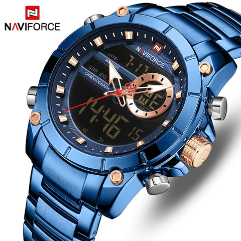 New NAVIFORCE Top Luxury Brand Men Watch Quartz Male Clock Design Sport Watch Waterproof Stainless Steel Wristwatch Reloj Hombre