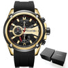Image of MEGIR Men's Quartz Watches Silicone Strap Leisure Sports Chronograph Wristwatch for Man Clock Relogios Masculino 2086 Gold Black
