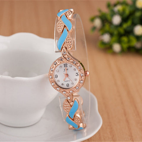 Women Fashionable Luxury Crystal Quartz Wristwatches
