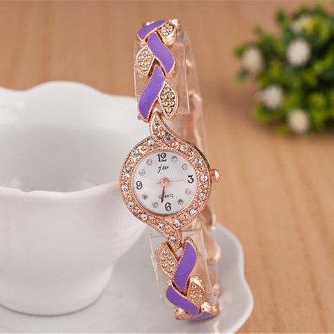 Women Fashionable Luxury Crystal Quartz Wristwatches